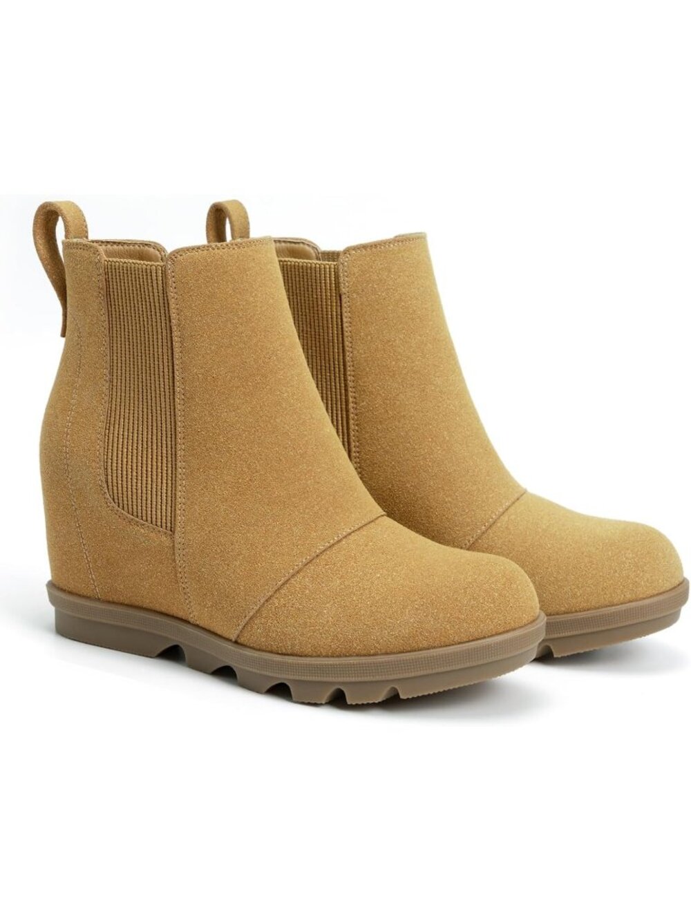 Women's Light Brown Faux Leather Comfortable Heel Chelsea Ankle Stylish Booties